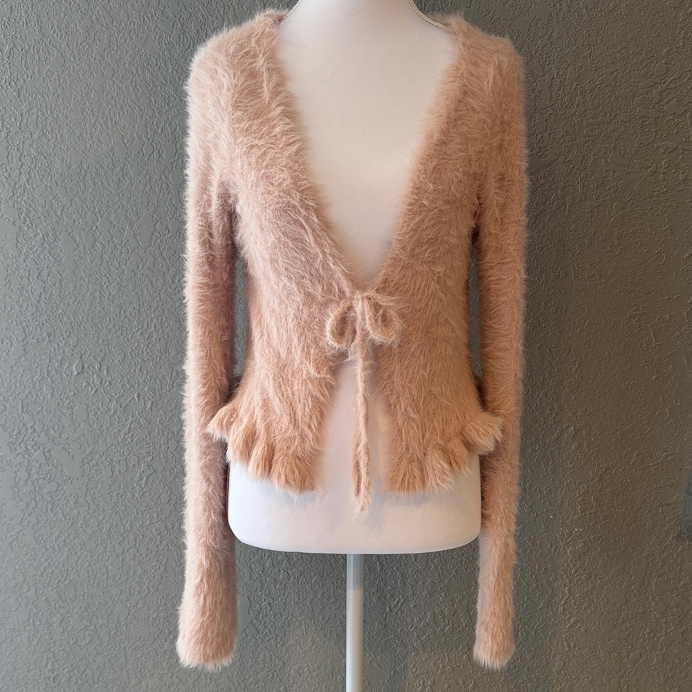 Abound Fuzzy Pink Cardigan Sweater